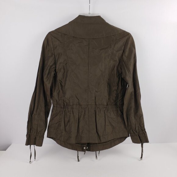 COLE HAAN Sz PXS Olive Green Jacket Adjustable Women Petite Pockets Utility Coat - Picture 3 of 15